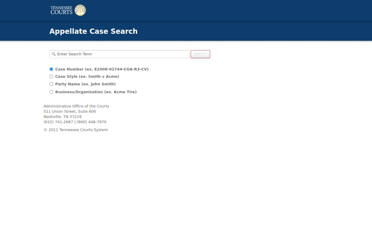 Jackson people search with Tennessee appellate court party records