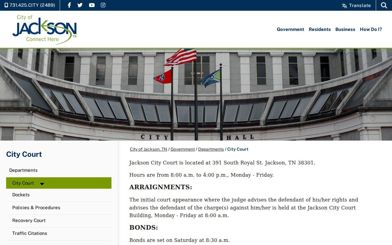 Jackson public records information for Jackson City Court
