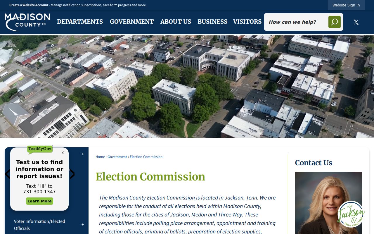Jackson voter registration information at the Madison County Election Commission